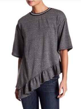 Good Luck Gem Asymmetrical Ruffle Top Size S